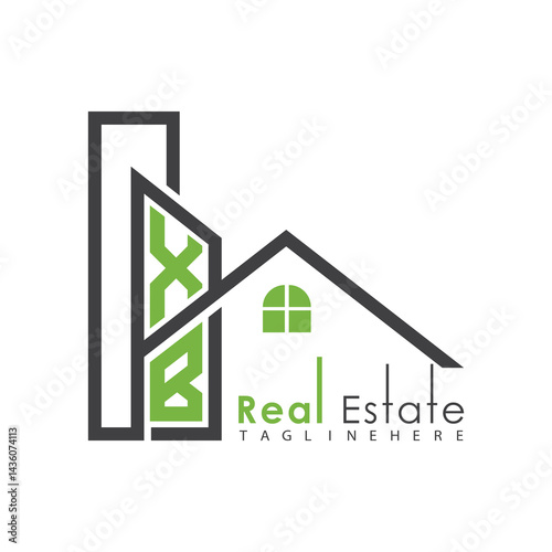 initial monogram logo for real estate with Home and Building shape creative design.