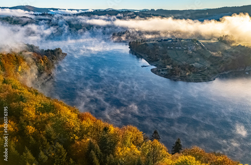 Fototapeta Naklejka Na Ścianę i Meble -  View of Lake Solina in Bieszczady Mountains, Poland