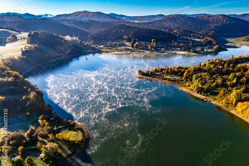 Fototapeta Naklejka Na Ścianę i Meble -  View of Lake Solina in Bieszczady Mountains, Poland
