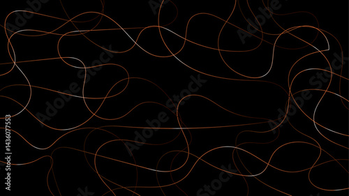 Elegant abstract pattern of chaotic golden line strokes over a dark backdrop. A vibrant and decorative design featuring tangled, flowing curves and geometric randomness—perfect for luxurious digital a