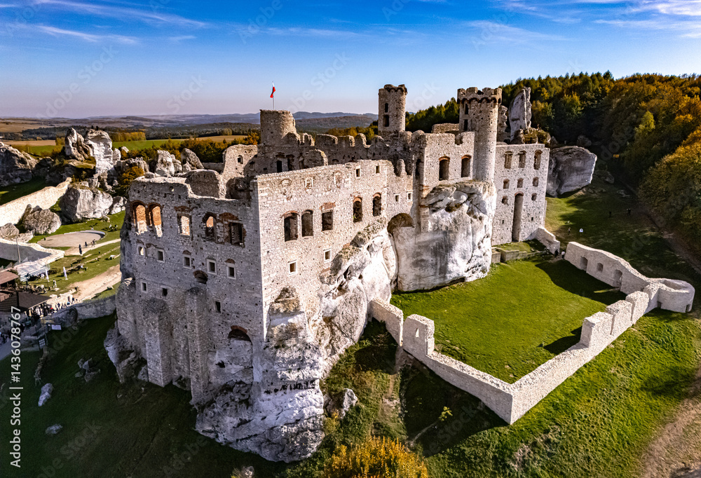 Obraz premium Ogrodzieniec Castle in Podzamcze in Polish Jura, Poland