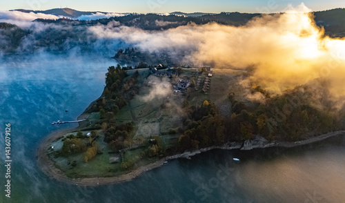 Fototapeta Naklejka Na Ścianę i Meble -  View of Lake Solina in Bieszczady Mountains, Poland