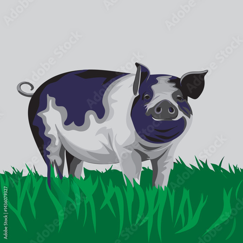 Cartoon Pig Vector SVG - Cute Animal Illustration