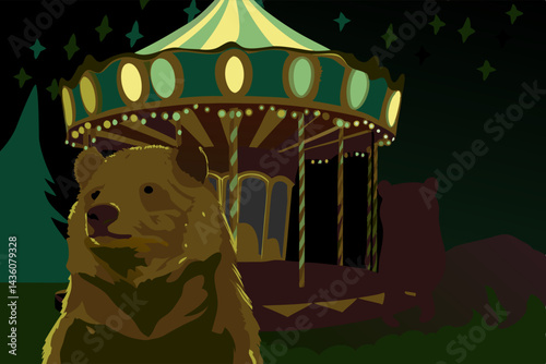 Colorful Geometric Paradise SVG: Carousel, Castle, Bears, Bunnies, Stars & Rainbows