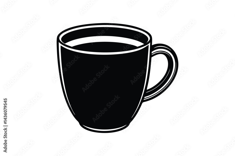 Silhouette art illustration of a classic ceramic coffee mug.eps Silhouette art illustration of a classic ceramic coffee mug.eps