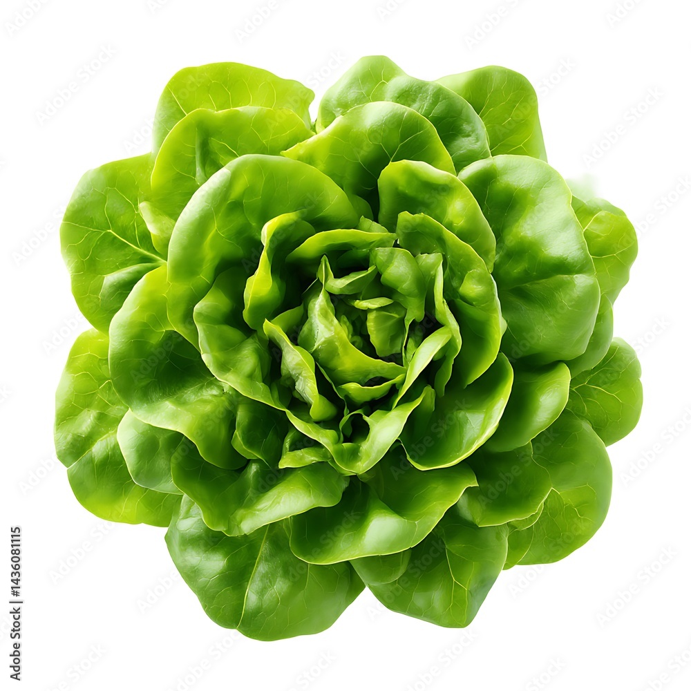Obraz premium A fresh head of butter lettuce isolated on a clean white background