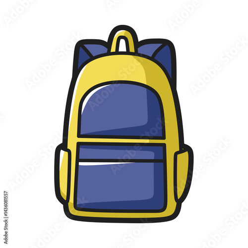 simple yellow and blue school backpack cartoon