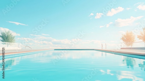 Rooftop infinity pool, summer day, clear sky, relaxing scene, website banner