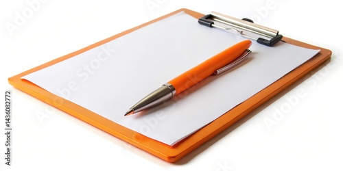 Wallpaper Mural Form filled on clipboard with orange pen, stationery , form,  stationery , form, blue background,orange pen Torontodigital.ca