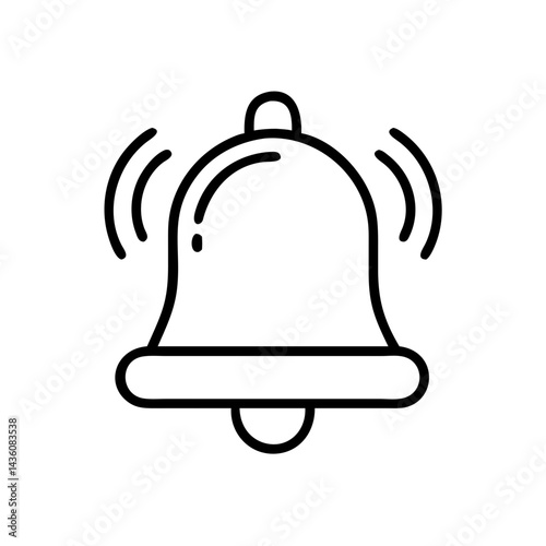 Outline of a ringing bell symbolizes alertness and notifications in a minimalistic design on a white background for digital use