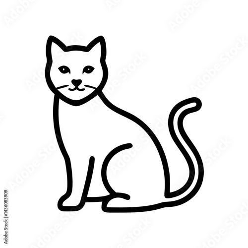 Cute outline of a sitting cat showcasing simple and minimalistic design in black and white