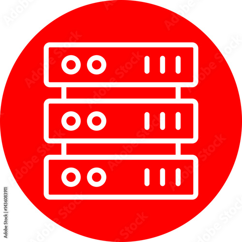 Server Rack Vector Line White Circle Red