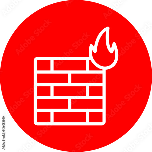 Firewall Vector Line White Circle Red