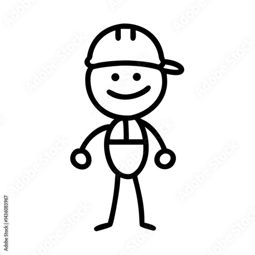 Construction worker with a hard hat and smile engages in building activities at a job site during daylight hours