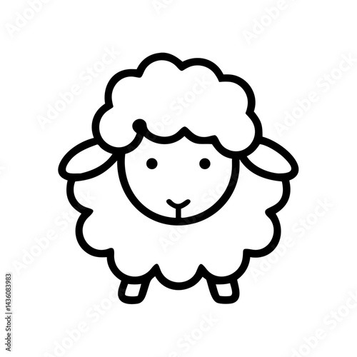 Cartoon sheep with fluffy wool standing in a playful pose against a simple background, showcasing an adorable design often used in children's themes