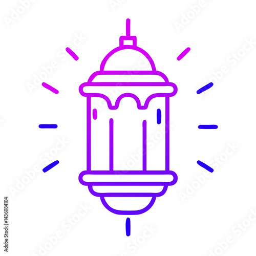 Colorful lantern glowing with vibrant light in a nighttime setting surrounded by a sense of celebration and festivity