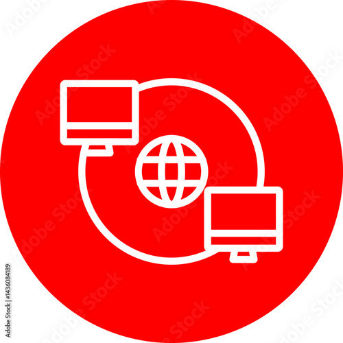 WAN Vector Line White Circle Red