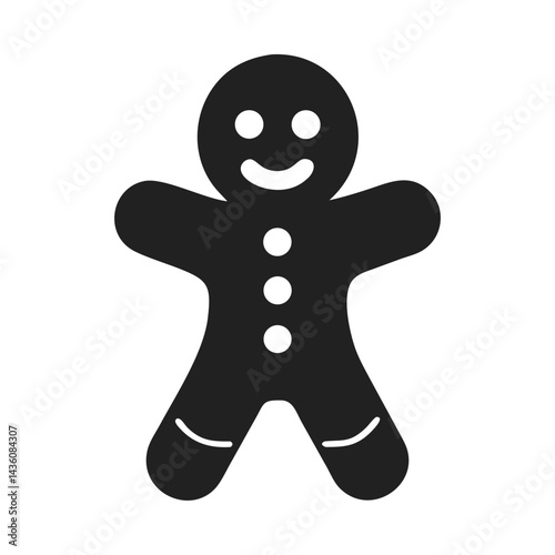 Creative black silhouette of a gingerbread man designed for festive decorations or holiday-themed projects