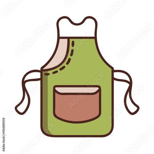 Creative green apron with pockets designed for cooking or crafting activities, ideal for home use or professional kitchens