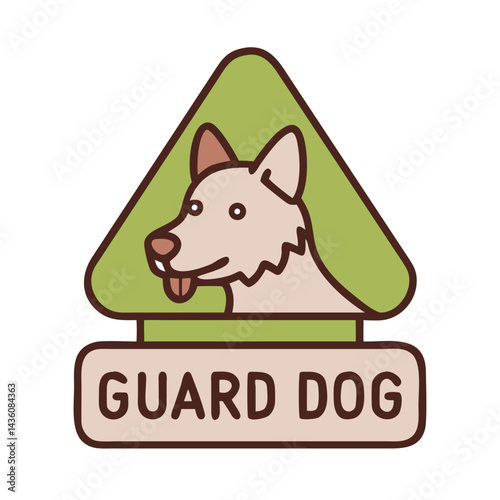 Guard dog illustration with a minimalist design showcasing a dog's profile within a triangle shape on a green background