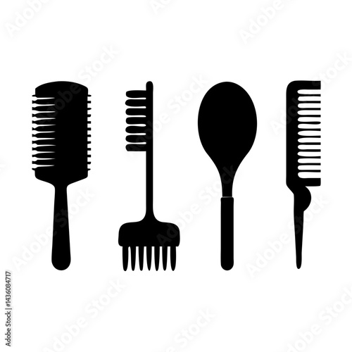 Stylish assortment of black hair tools showcasing combs and brushes ideal for personal grooming and hairstyling needs