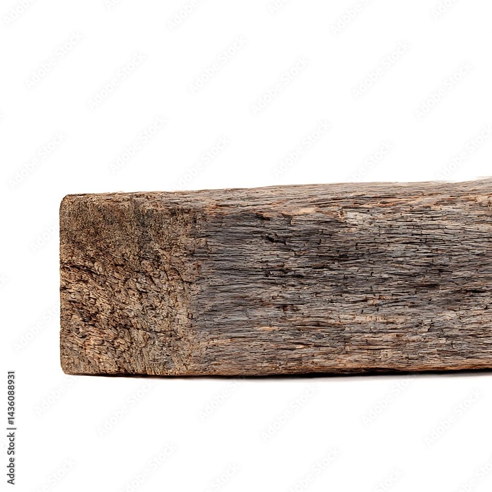 Fototapeta premium A rustic wood plank isolated on a white background