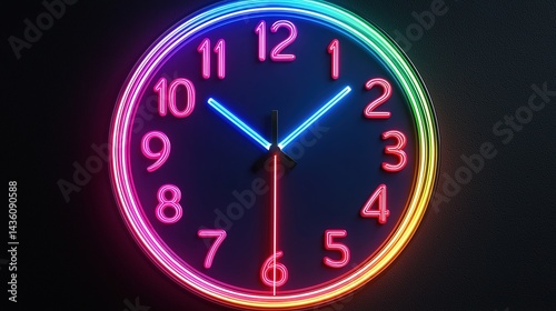 Contemporary neon retro wall clock timeless style for your colorful living room
