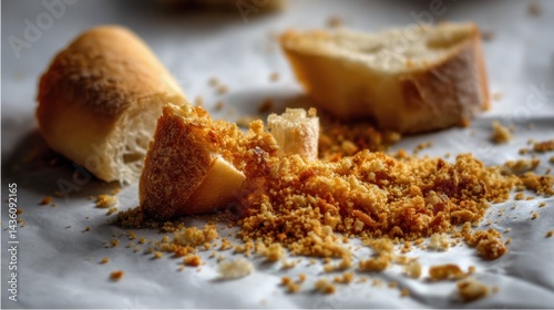 Wallpaper Mural Bread Pieces and Crumbs on White Surface Torontodigital.ca