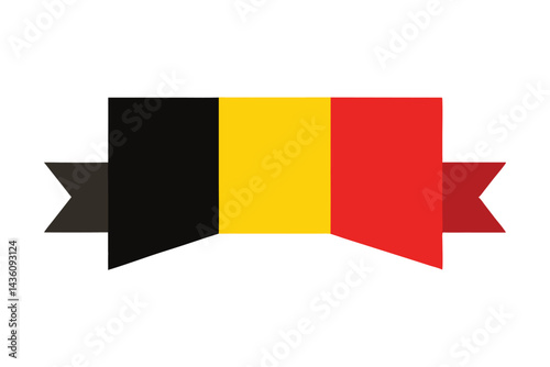 Geometric Belgian Flag Ribbon Banner Graphic Icon Design for Patriotic Imagery