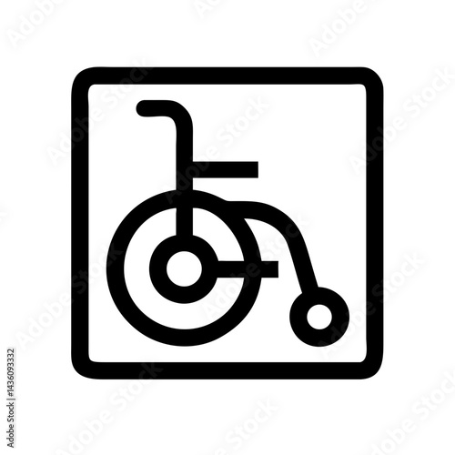 Iconic representation of a wheelchair in a square frame