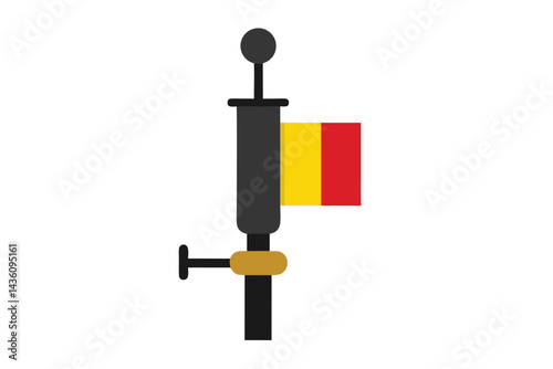Belgium flag displayed on a vintage semaphore signal equipment with minimalist design