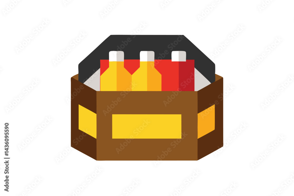 Obraz premium A brown cardboard box carrying bottles of liquid and rectangular packages inside