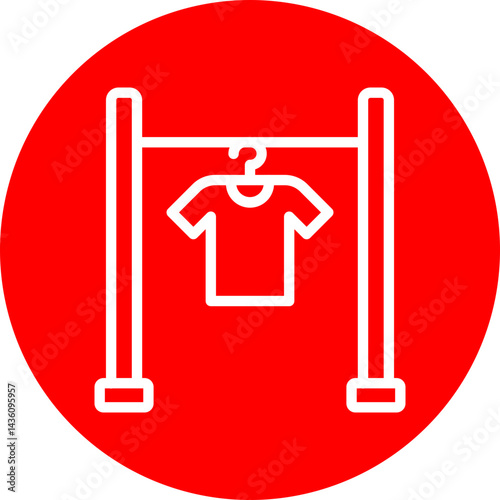 Clothing Rack Vector Line White Circle Red