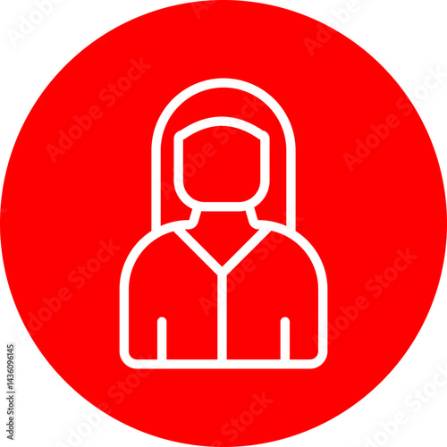 Woman Vector Line White Circle Red