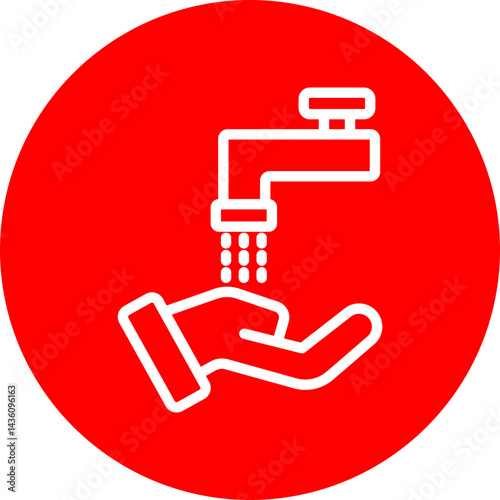 Cleaning Vector Line White Circle Red
