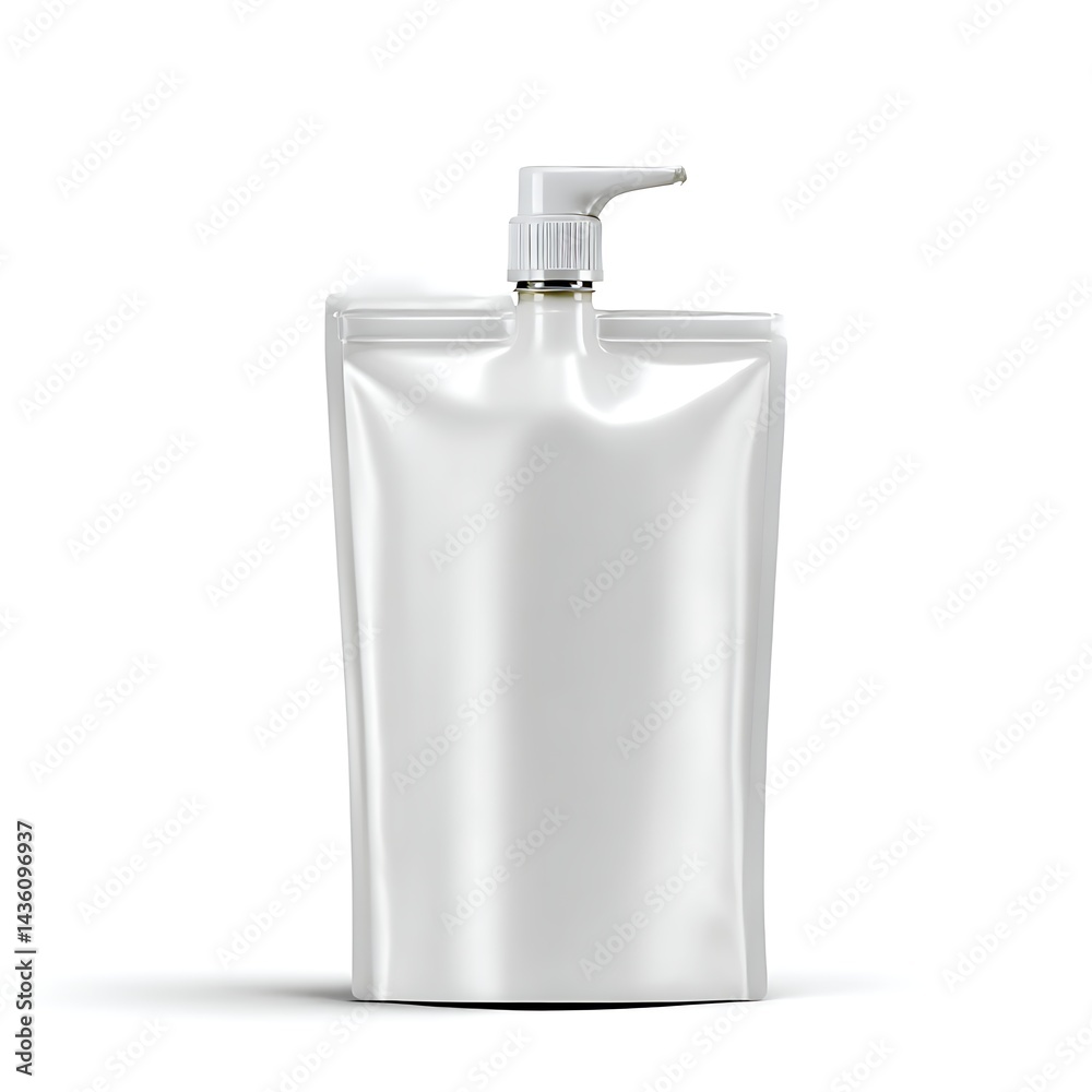 A white stand up pouch with a spout, isolated on a white background A white stand up pouch with a spout, isolated on a white background