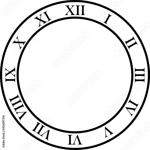 Roman Numeral Clock Face Vector Illustration