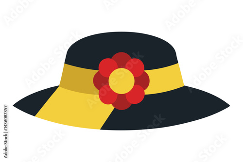 Vintage styled sunhat with a red flower for summertime attire