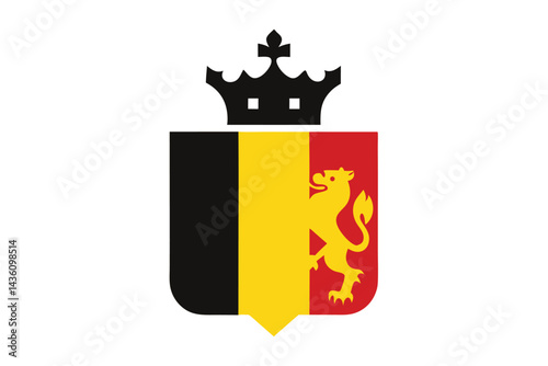 Official Coat of Arms of Belgium featuring a crowned shield of colors