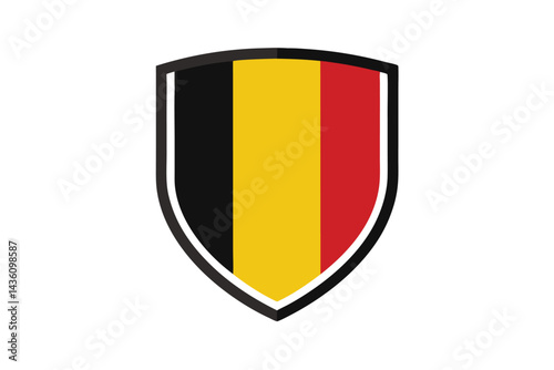 Belgium flag in a shield shape, national symbol of the country Free Download Belgium flag in a shield shape, national symbol of the country - GFXLoad