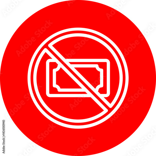 No Money Vector Line White Circle Red