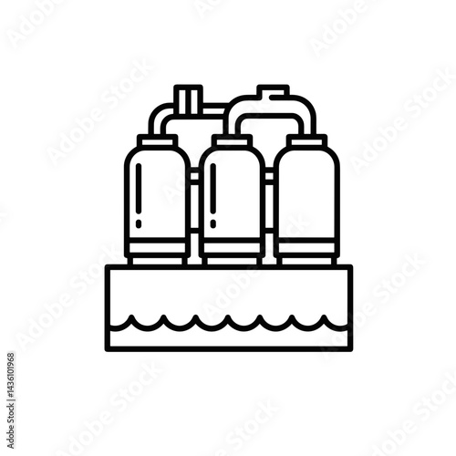 Desalination Plant Icon for Water Shortage Solutions  