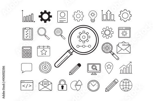 data analysis set of icons.