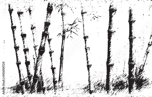 black and white bamboo pattern drawing