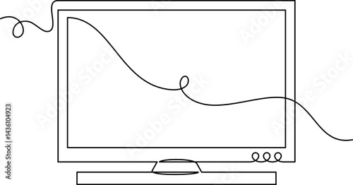one line art Tv Led vector illustration. line art, one continuous line, simple, hand drawn and sketch style. for icons, symbols, signs or logos. PNG