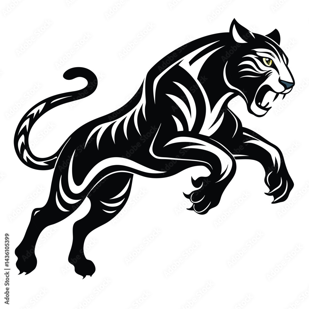 Obraz premium The Lion angry Jump silhouette victor illustrator file