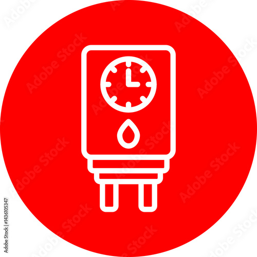 Water Heater Vector Line White Circle Red