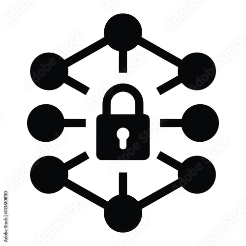 Smart contract blockchain Silhouette, Vector, Icon, Logo, White Background.