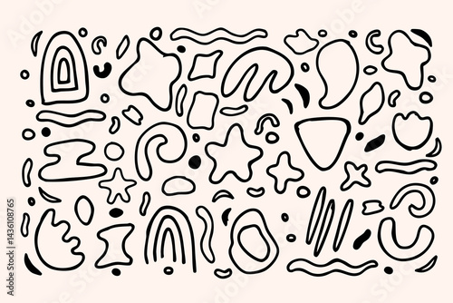 Fotografia Abstract shapes and doodle elements set