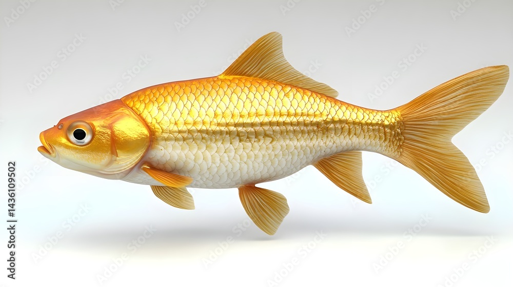 Realistic Goldfish on a White Background for Stock Photo Use Realistic Goldfish on a White Background for Stock Photo Use
